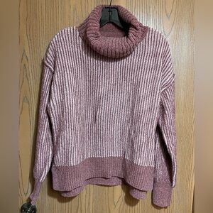 Hem & Thread Ribbed Cowl Neck Sweater - Mauve